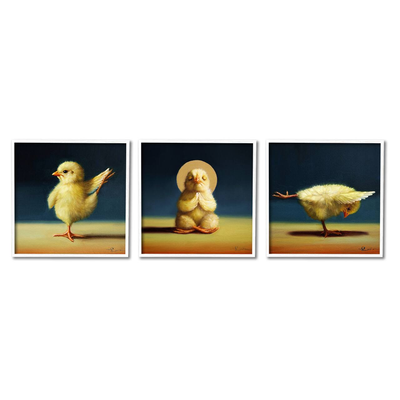 Stupell Industries Yoga Chick Trio Funny Farm Animals Stretching Poses Framed Wall Art